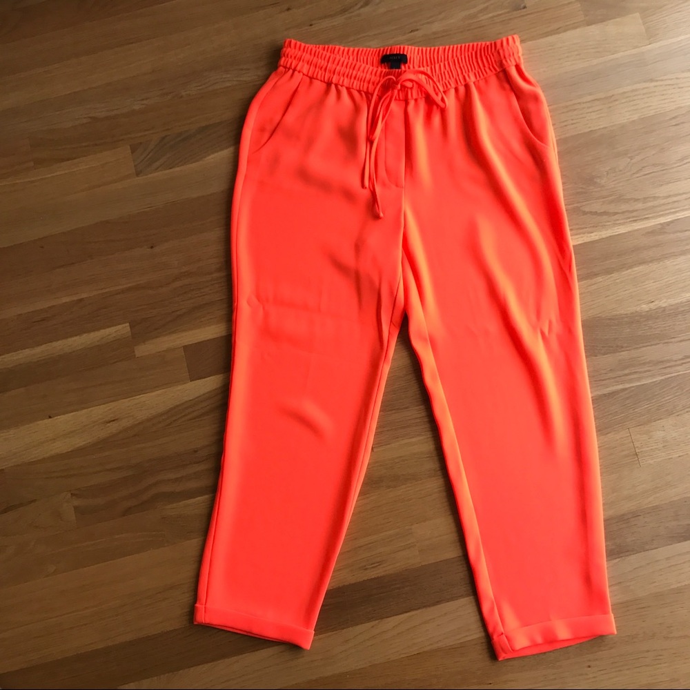 J. Crew Neon Orange Joggers Sz 8 polyester